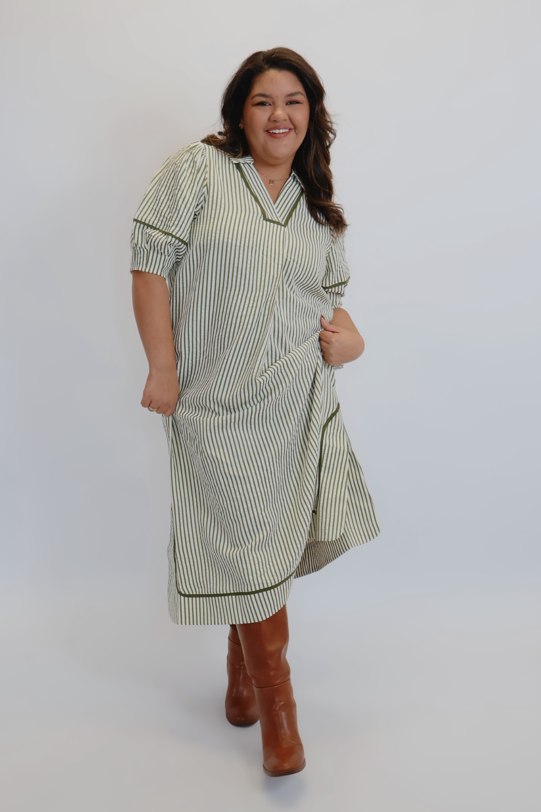 Abito midi a righe Olive Lane