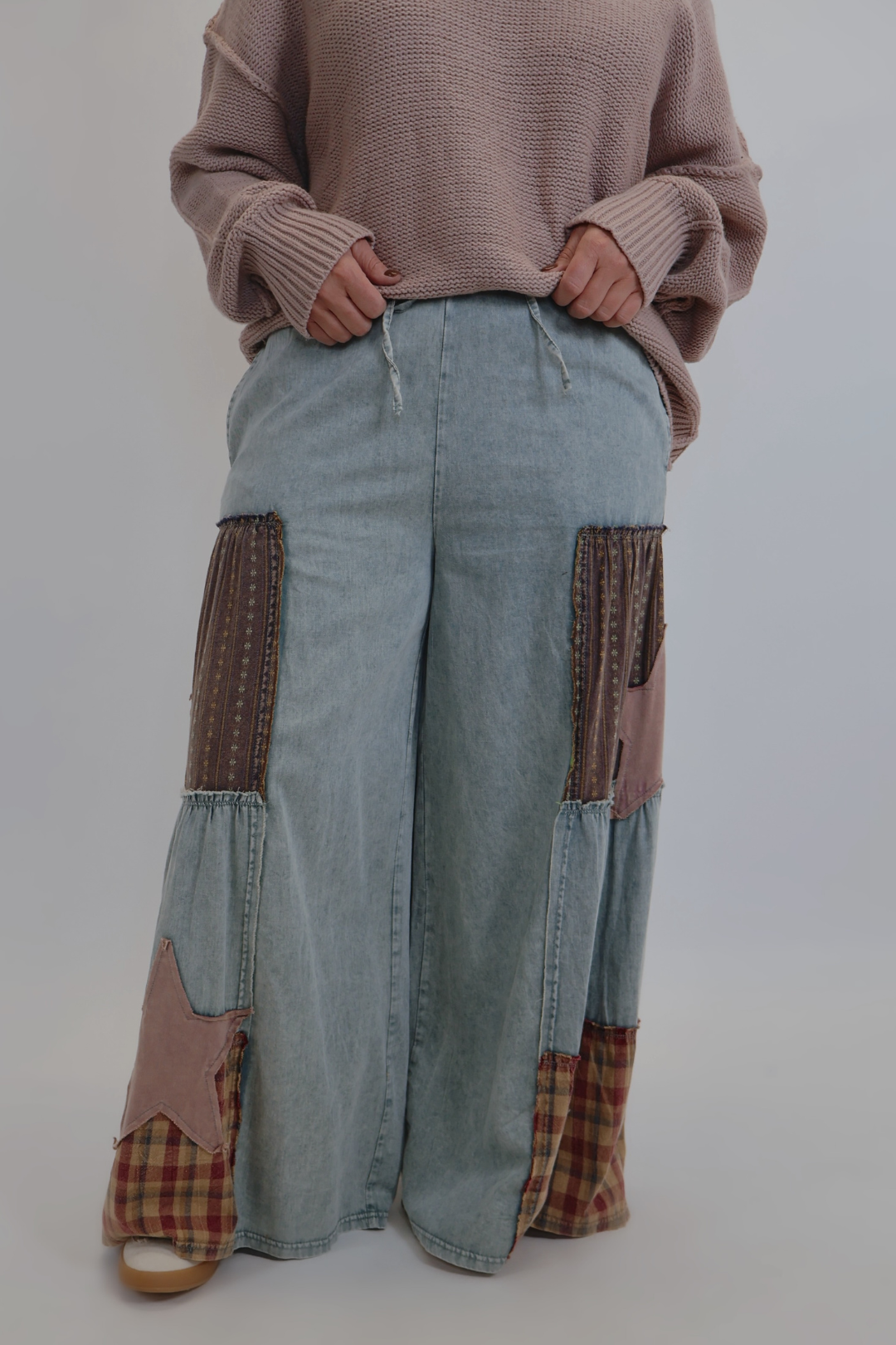 Pantaloni in chambray patchwork Stardust