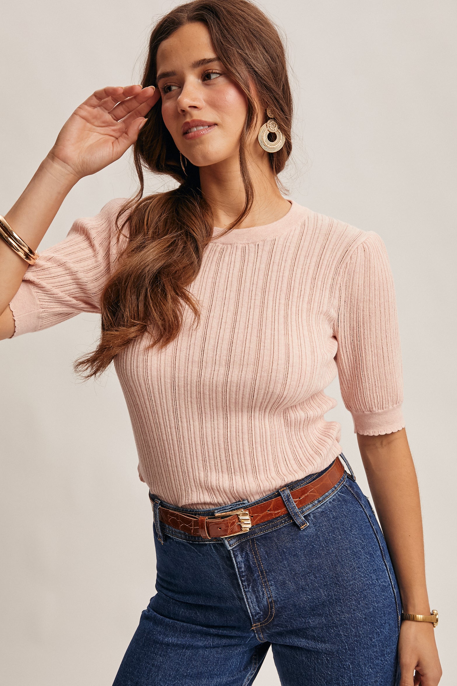 Top in maglia con maniche a sbuffo Blush Hour