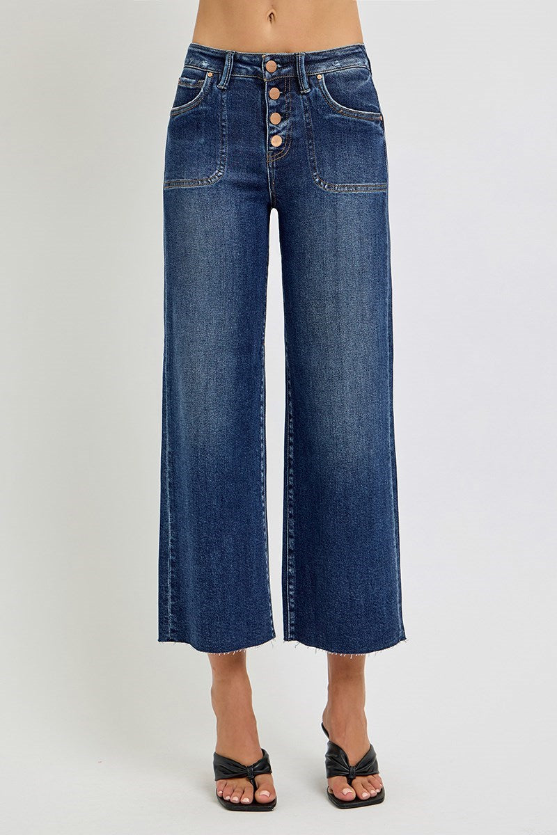 Jeans a gamba larga Emma High Rise Crop